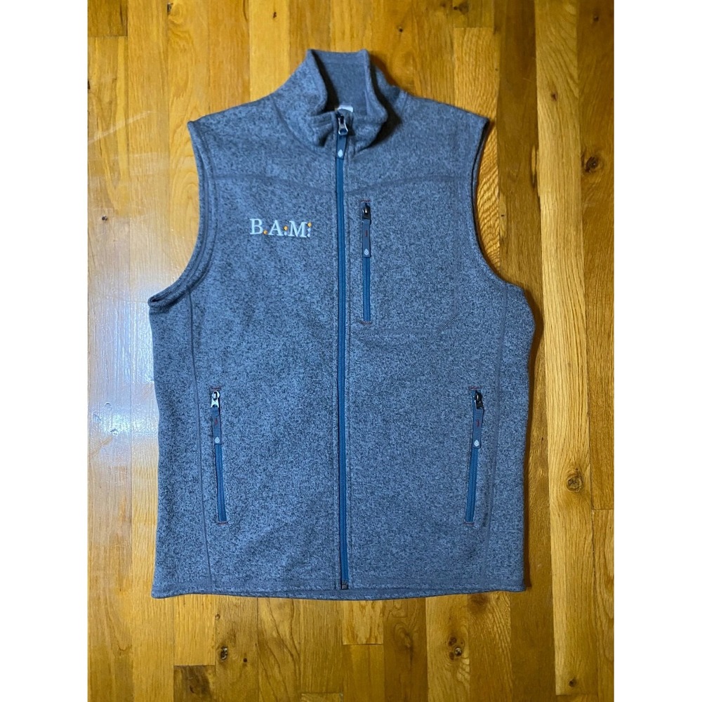 Stio B.a:m Logo Fleece Vest Mens Medium Gray Full Zip Sleeveless Outdoor Hiking